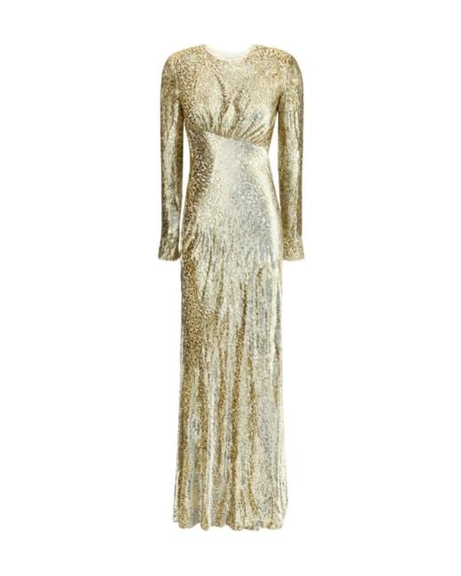 Self-Portrait Metallic Sequin Cut-Out Maxi Dress