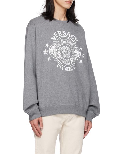 Versace Gray `Medusa Badge` Print Sweatshirt for men