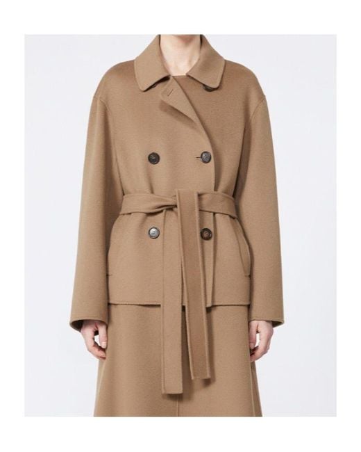 Max Mara Brown Belted Double-Breasted Coat