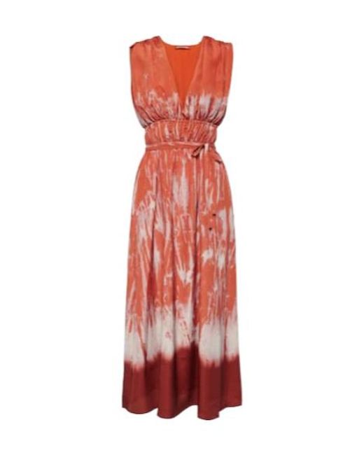 Altuzarra Red Fiona Ruched Midi Dress