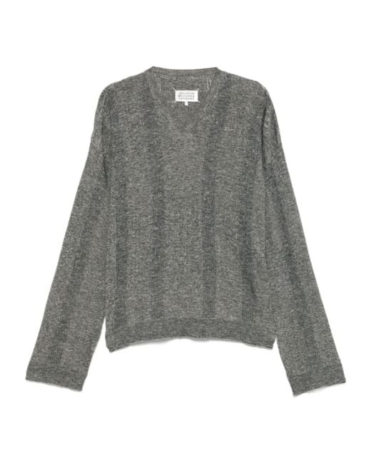 Maison Margiela Gray V-Neck Sweater for men