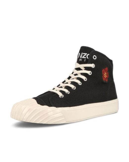 KENZO Black Boke Flower Embroidered High-Top Sneakers for men