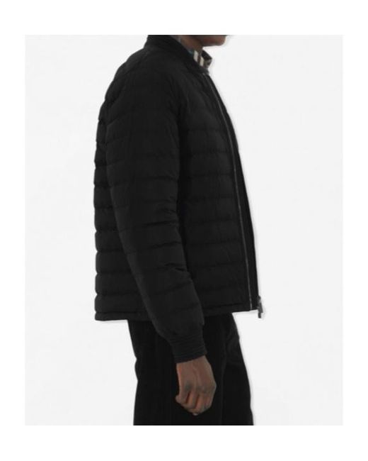 Burberry Black Logo Plaque Zipped Puffer Jacket for men