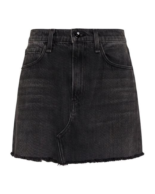 Rag & Bone Black Colorful Denim Midi Skirt
