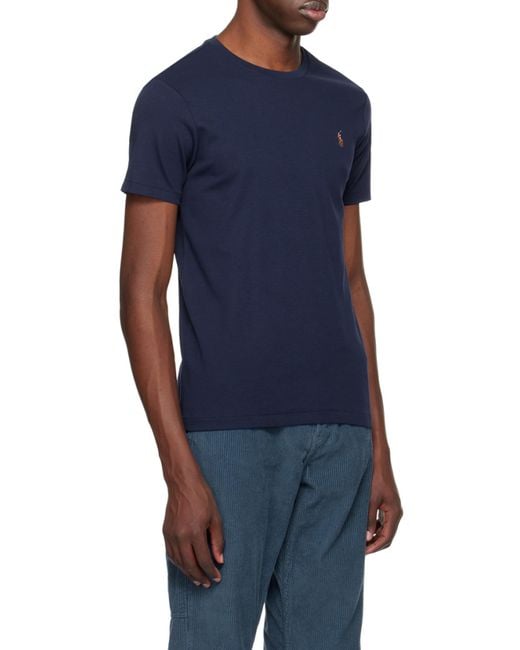 Polo Ralph Lauren Blue Logo Embroidered Crewneck T-Shirt for men