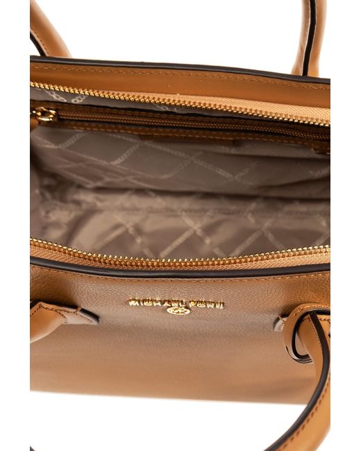MICHAEL Michael Kors Brown Large Avril Logo-Lettering Leather Tote Bag