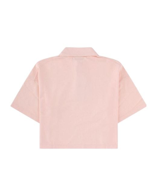 Maison Kitsuné Pink Maison Kitsuné Baby Fox Cropped Polo Shirt