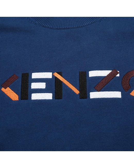 KENZO Blue Logo-Lettering Jumper for men