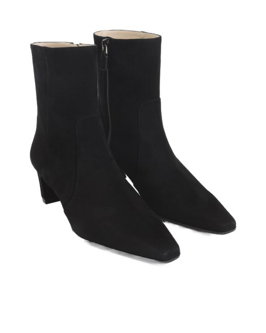 Stuart Weitzman Black Square Toe Ankle Boots
