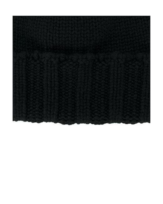 Drumohr Black Ribbed Knit Hat for men