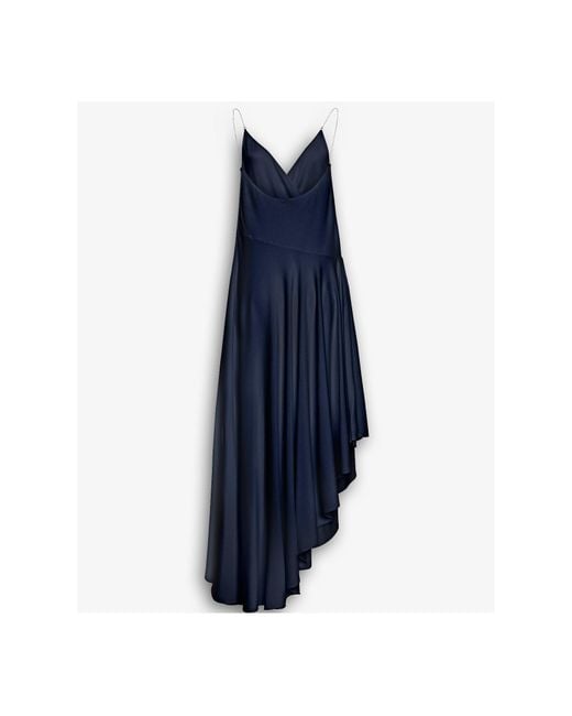 Alaïa Blue Matte Jersey Asymmetrical Slip Dress