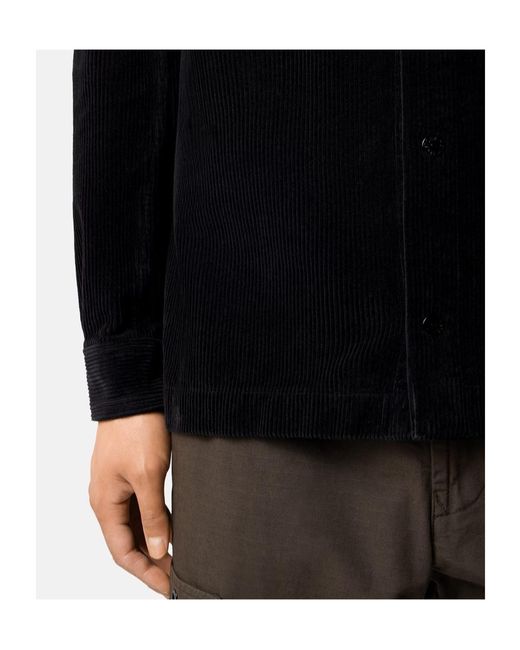 Stone Island Blue Logo Patch Corduroy Shirt for men