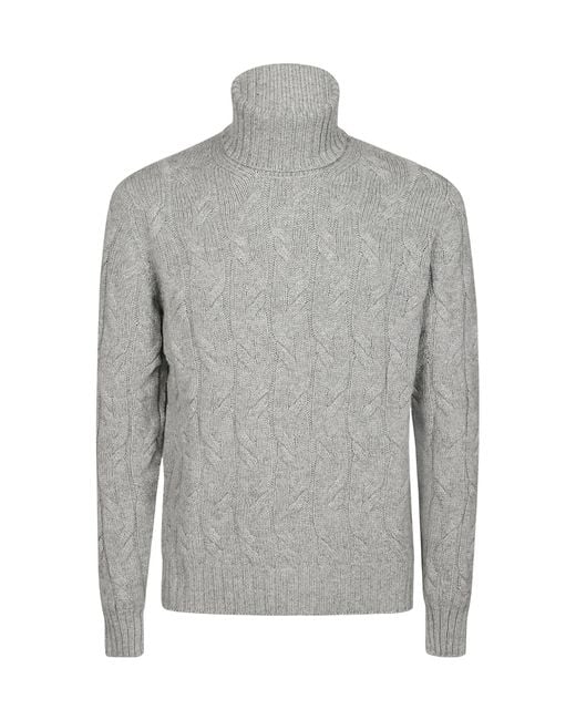 Drumohr Gray Cashmere Sweater for men