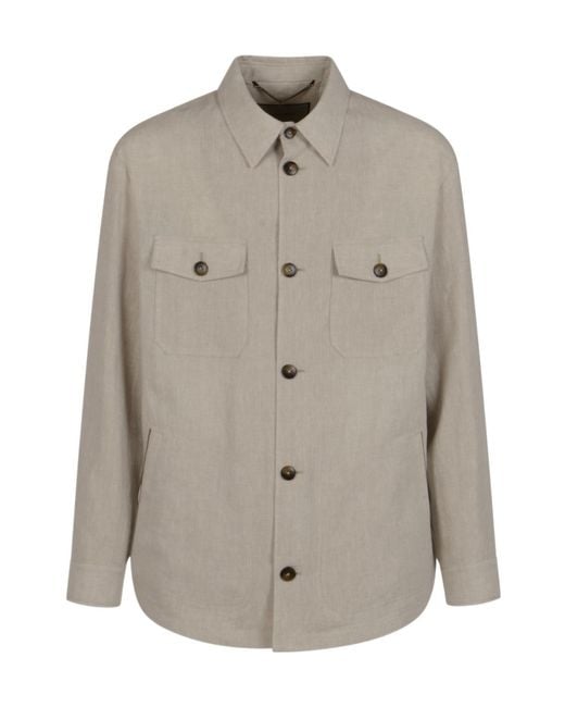 Canali Gray Utility Patch-Pocket Jacket for men