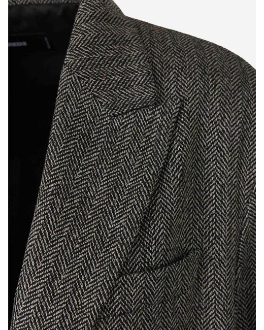 DSquared² Green Herringbone-Pattern Blazer for men