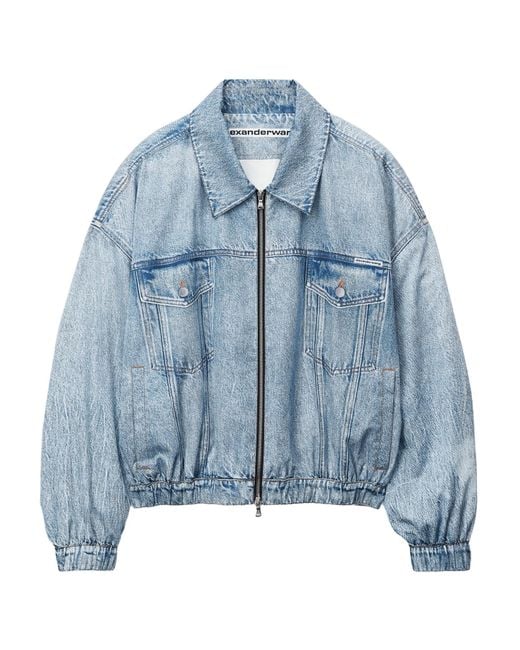 Alexander Wang Blue Denim Bomber Jacket