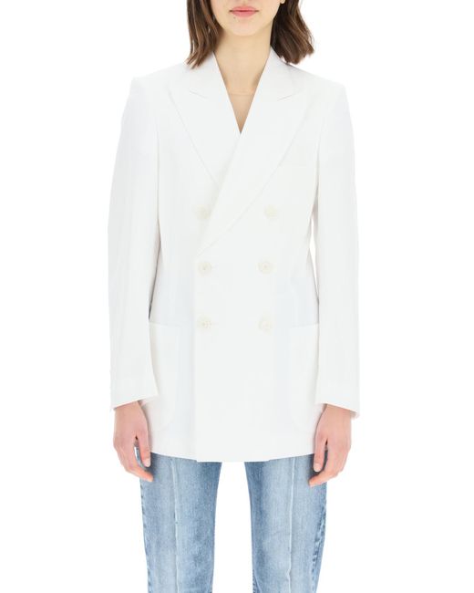Maison Margiela White Double-Breasted Tailored Blazer
