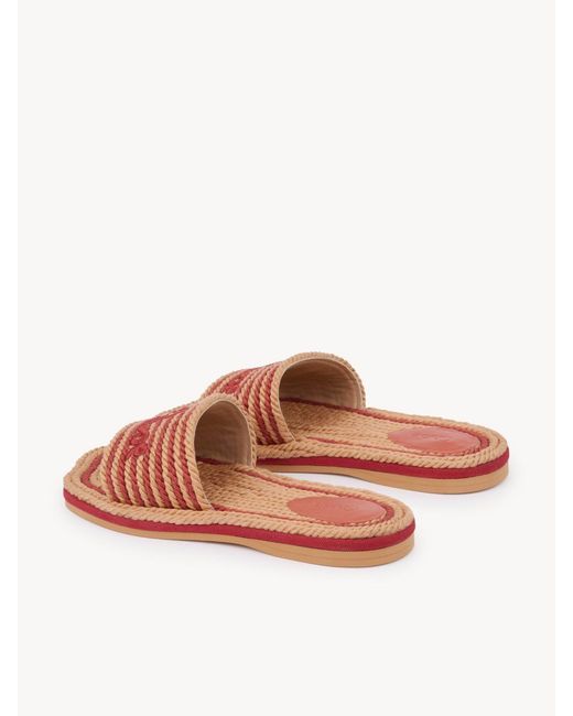 Chloé Pink Chloé Logo Slide Flat Sandals