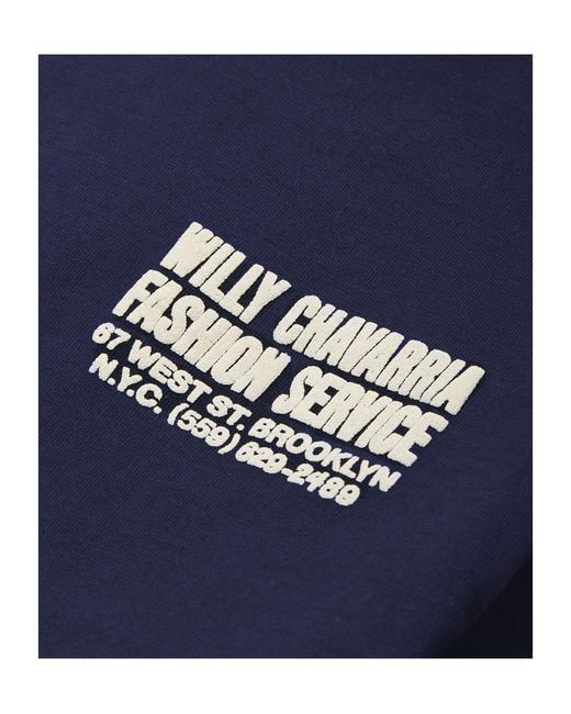 Willy Chavarria Blue Fashion Service Logo T-Shirt for men