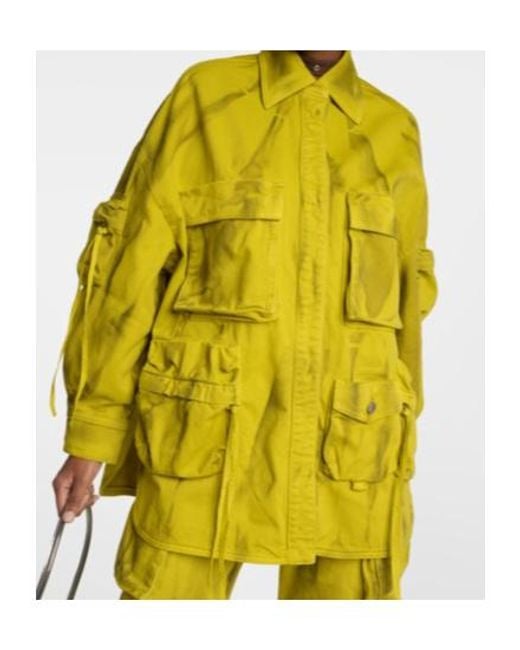 The Attico Yellow Fern Cotton Biker Jacket