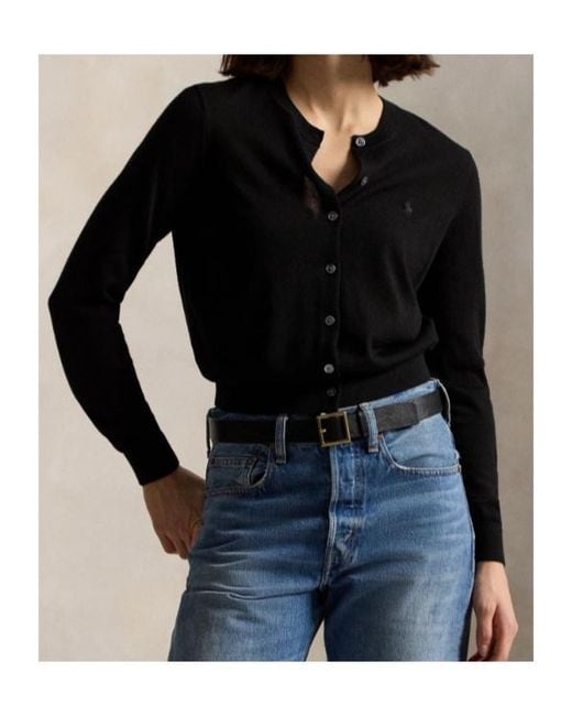 Polo Ralph Lauren Black Button-Up Wool Cardigan