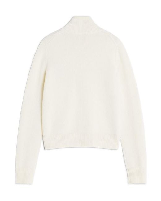 Maison Kitsuné White Maison Kitsuné Fox Head Intarsia High-Neck Cardigan