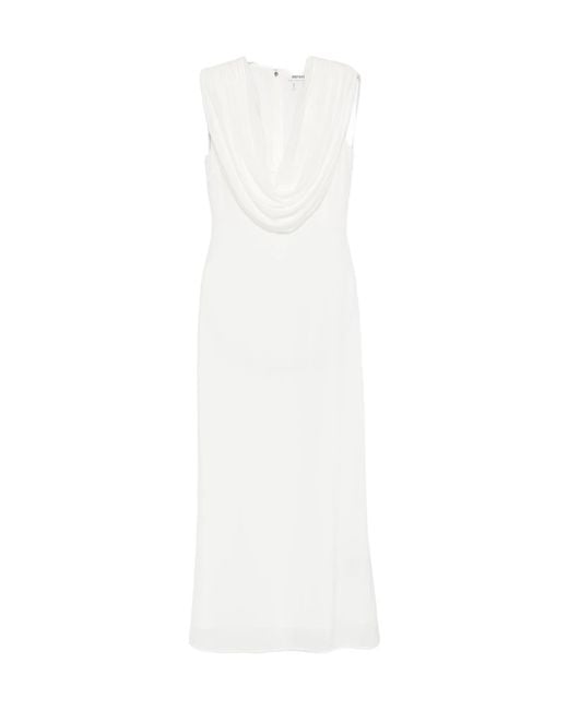 ROTATE BIRGER CHRISTENSEN White Waterfall Draped Maxi Dress