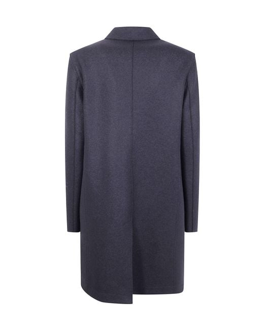 Harris Wharf London Blue Button-Fastening Wool Coat
