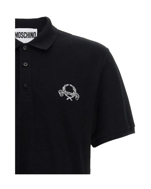Moschino Black Short-Sleeved Polo Shirt for men