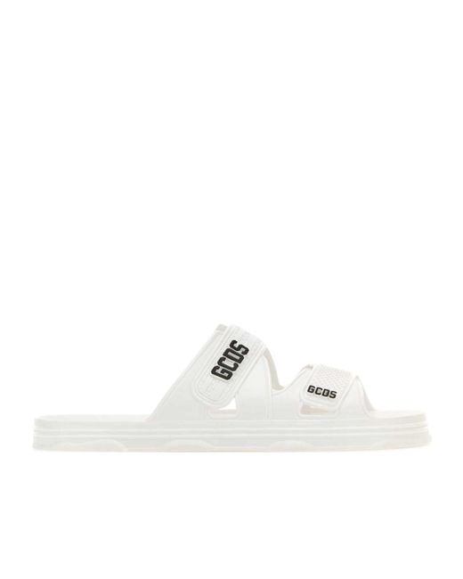 Gcds White Logo Printed Touch-Strap Slippers for men