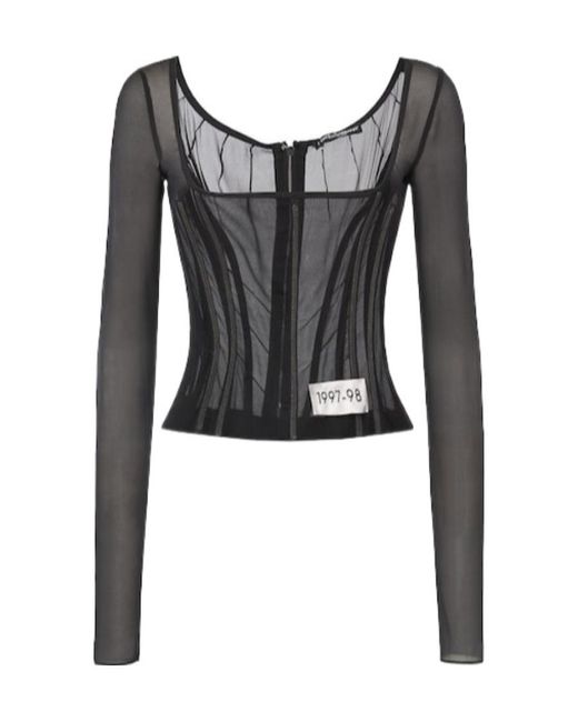 Dolce & Gabbana Black Translucent Tight Blouse