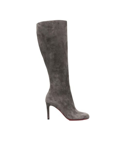 Christian Louboutin Black Pumppie 80Mm Suede Boots