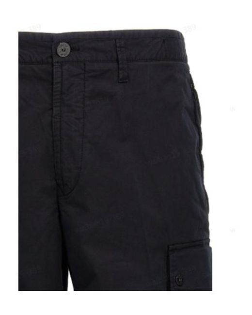 Stone Island Blue Compass-Patch Knee-Length Cargo Shorts for men