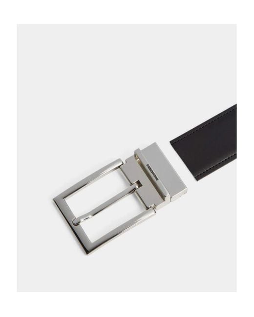 DSquared² Black Logo Plaque Buckle Belt for men