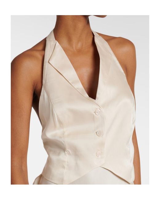 Rixo White V-Neck Backless Dress