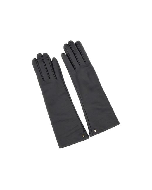Gianni Chiarini Black Logo-Rivet Leather Gloves