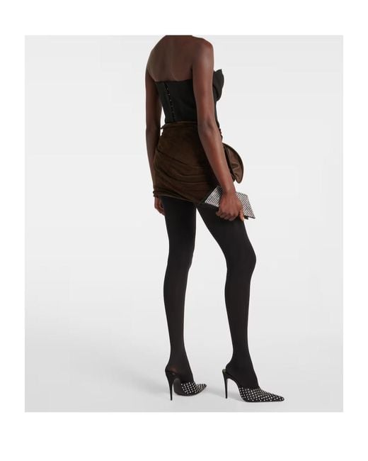 Magda Butrym Black Floral-Appliqué Suede Miniskirt