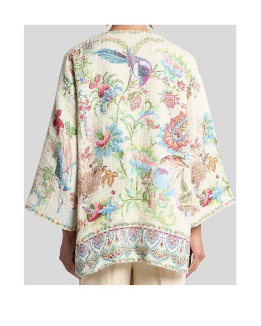 Etro White Printed Short Sleeves Blouse