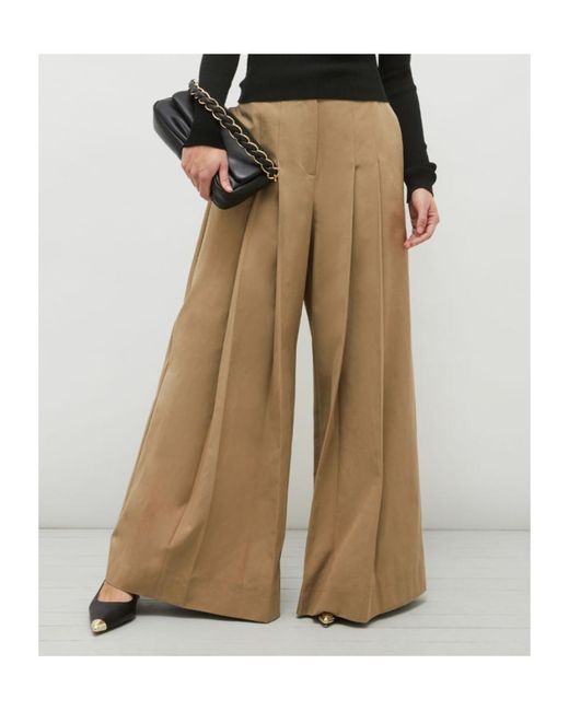 Marella Natural Twill Wide-Leg Trousers
