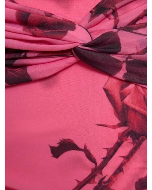 Blumarine Pink Rose-Printed Draped Skirt