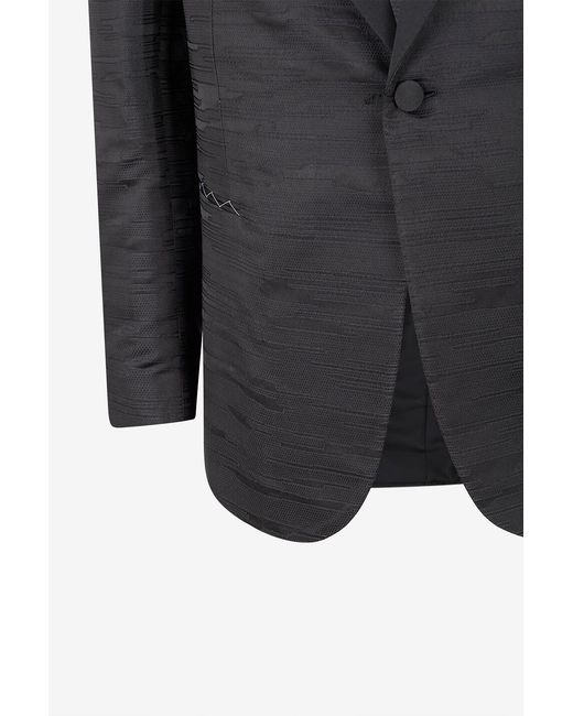 Brioni Black Silk-Blend Jacquard Blazer for men