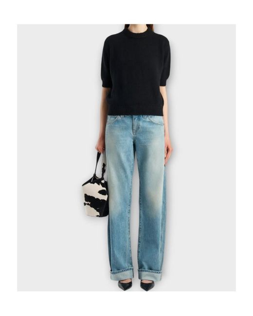 Khaite Blue Karo Low-Rise Curved Leg Jeans