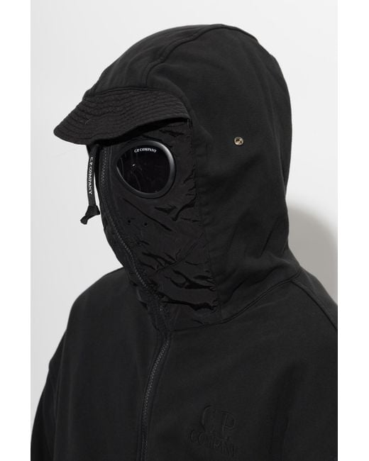 C P Company Black Goggle-Detail Zip-Up Sweatshirt for men