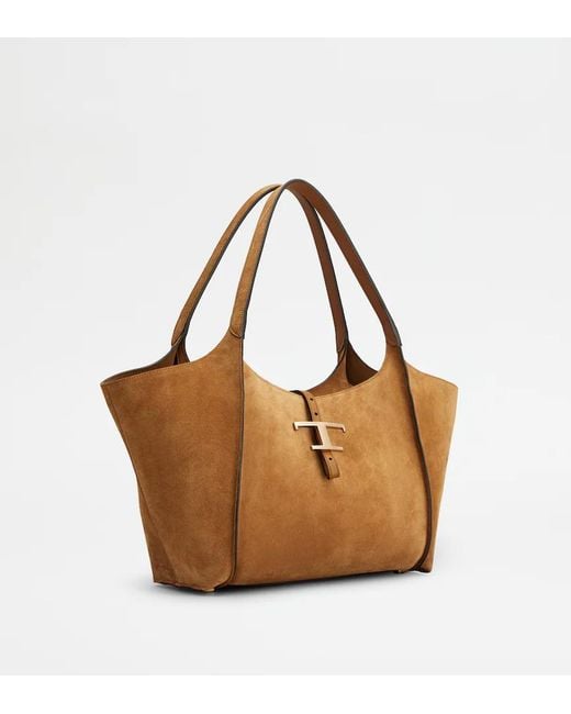 Tod's Brown T Timeless Shopping Bag