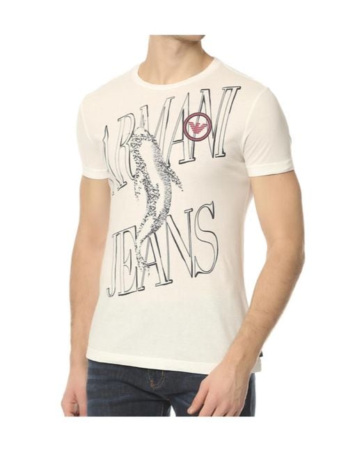 Armani Jeans White Printed T-Shirt for men