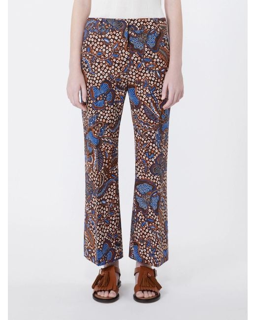 Weekend by Maxmara Blue Printed Straight Trousers