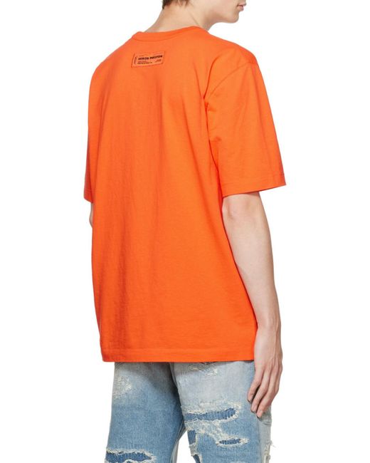Heron Preston Orange Logo Printed Crewneck T-Shirt for men