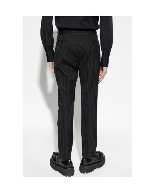 McQueen Black Lurex Thread Tailored Trousers for men