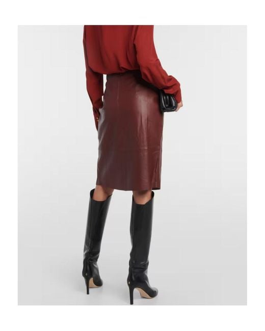 Vince Brown Leather Pencil Skirt