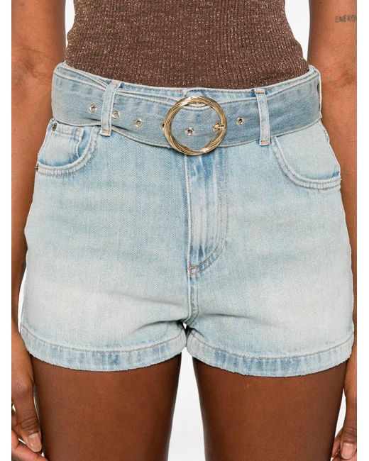 Twinset Blue Belt Denim Shorts